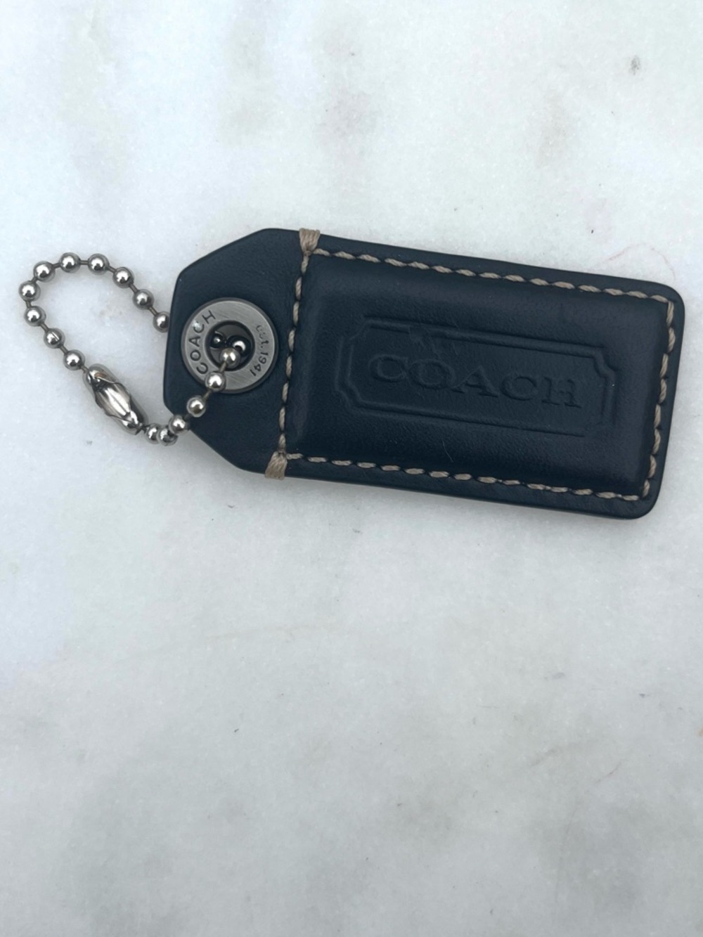 COACH Rare Vintage Leather Hang Tag, Black